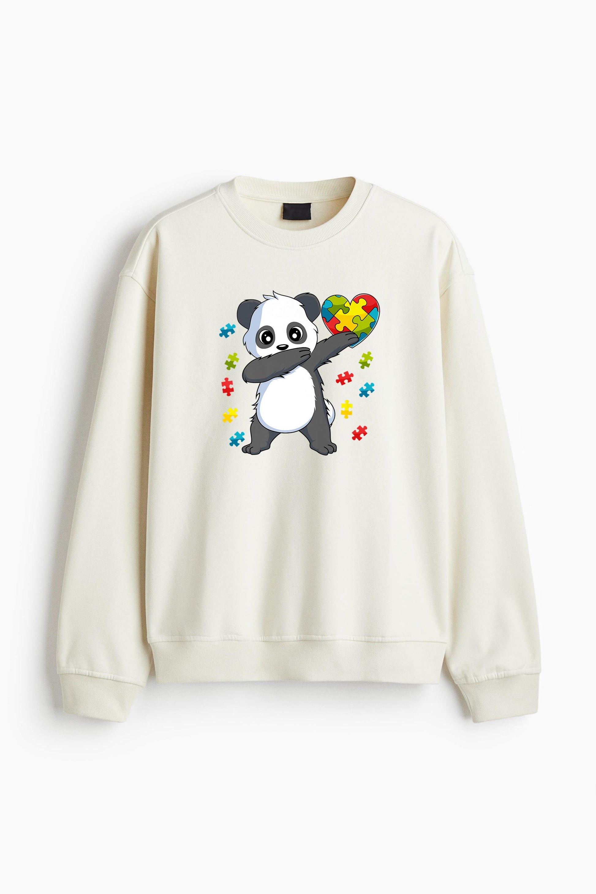 Autism Awareness Dabbing Panda Bear Puzzle Regular Fit Printed Sweatshirt  image 2