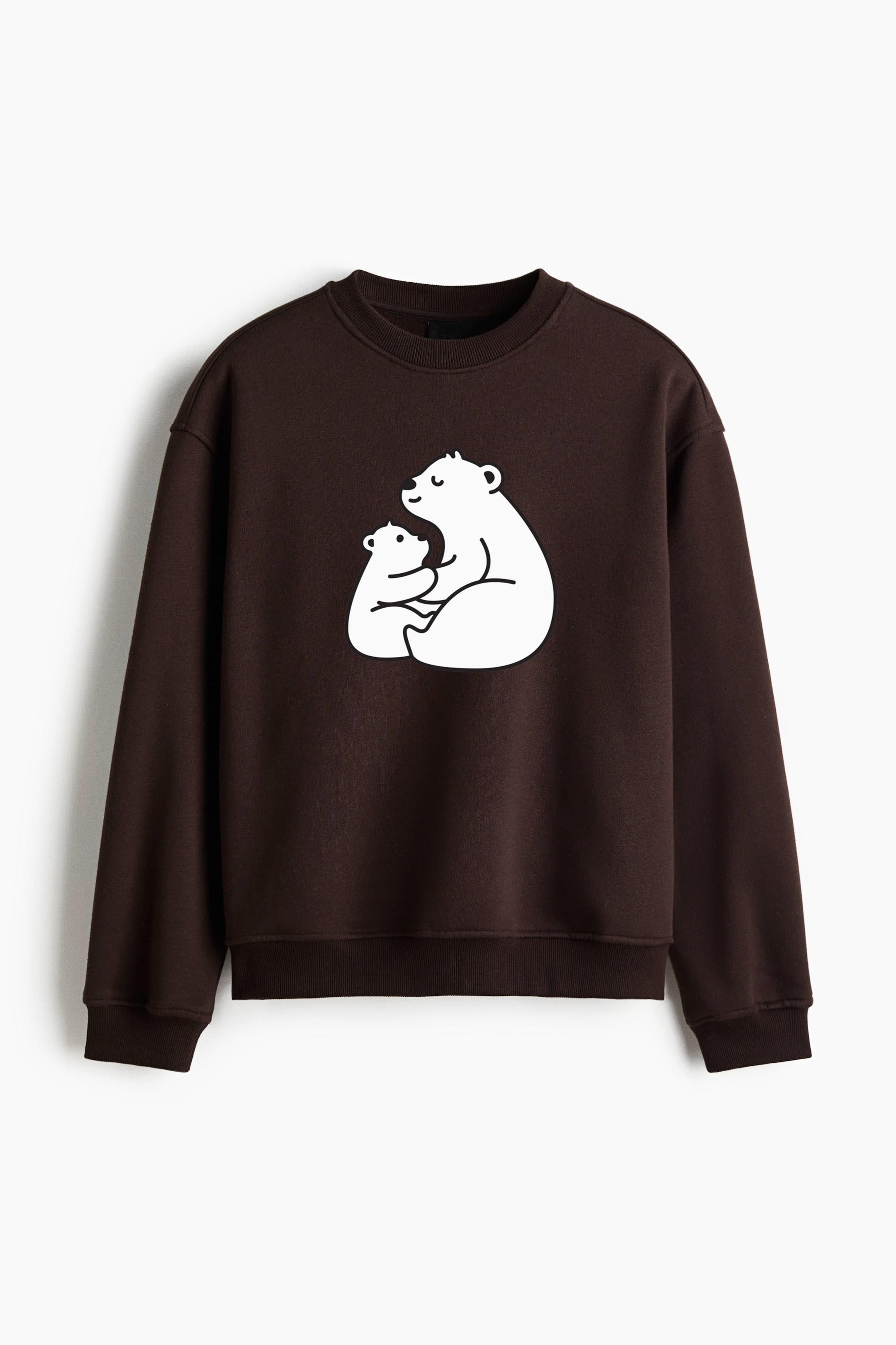 Cute Polar Bear Family Design Regular Fit Printed Sweatshirt  image 1