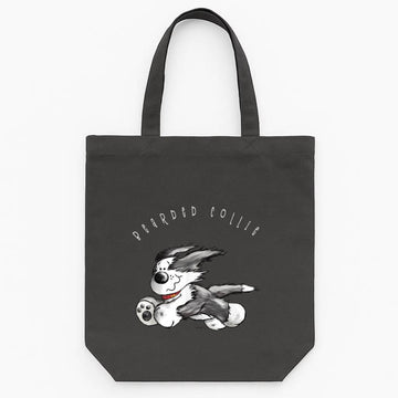 Happy Bearded Collie Dog Tote Canvas Bag image 0