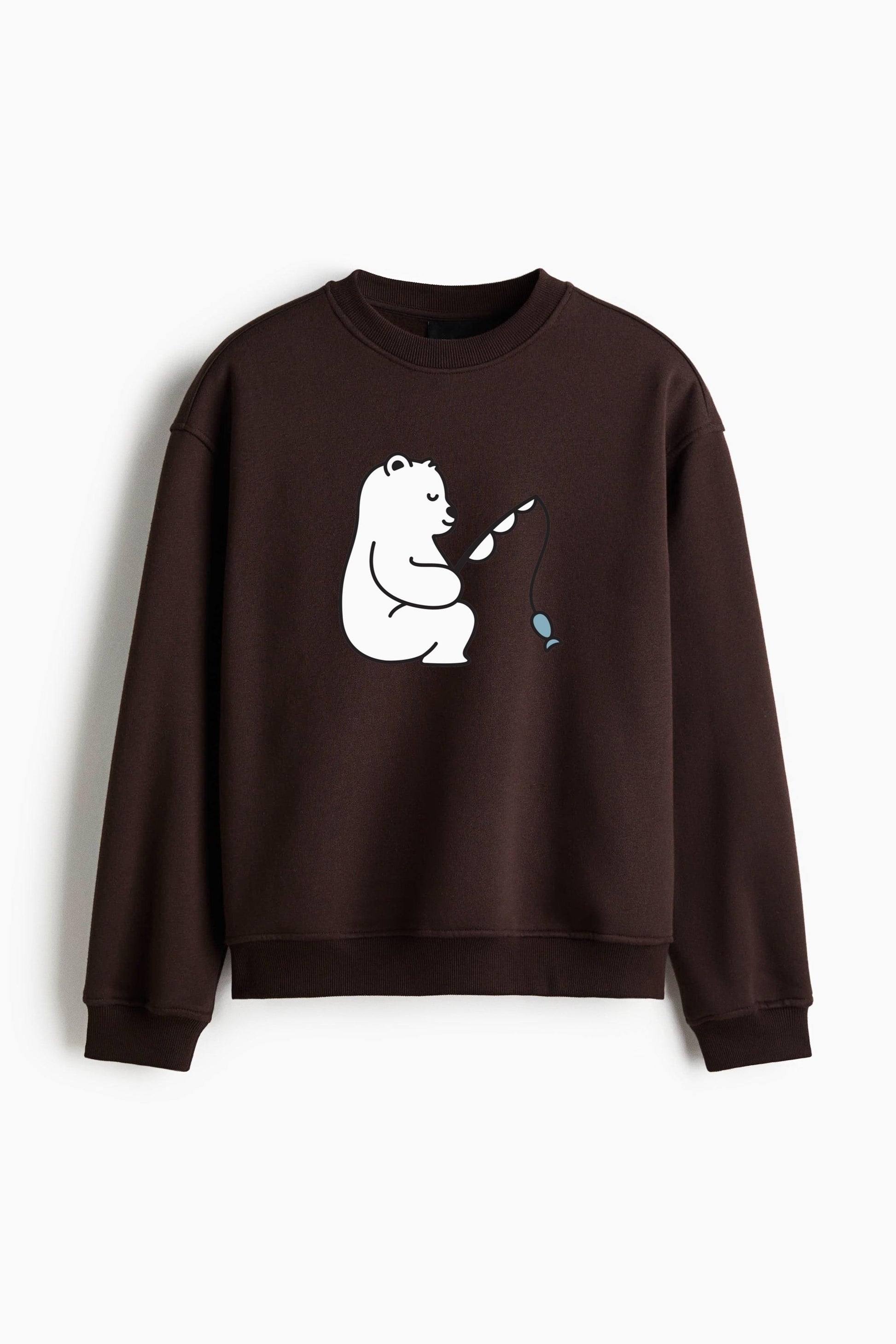 Cute Polar Bear Fishing Design Regular Fit Printed Sweatshirt  image 1