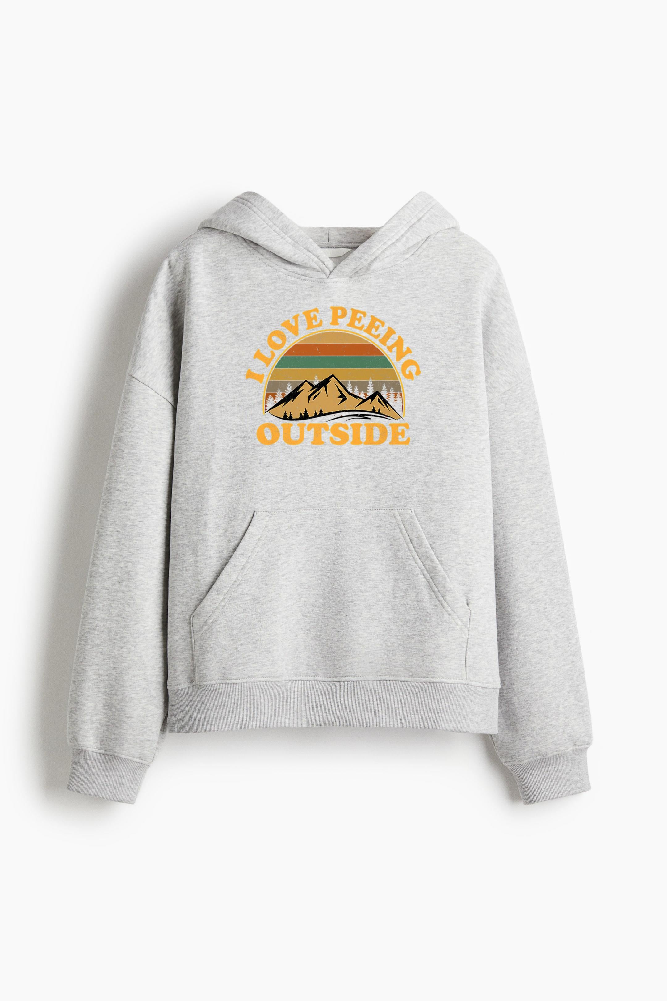 I Love Peeing Outside Camping Hiking Loose-Fit Printed Hoodie image 3