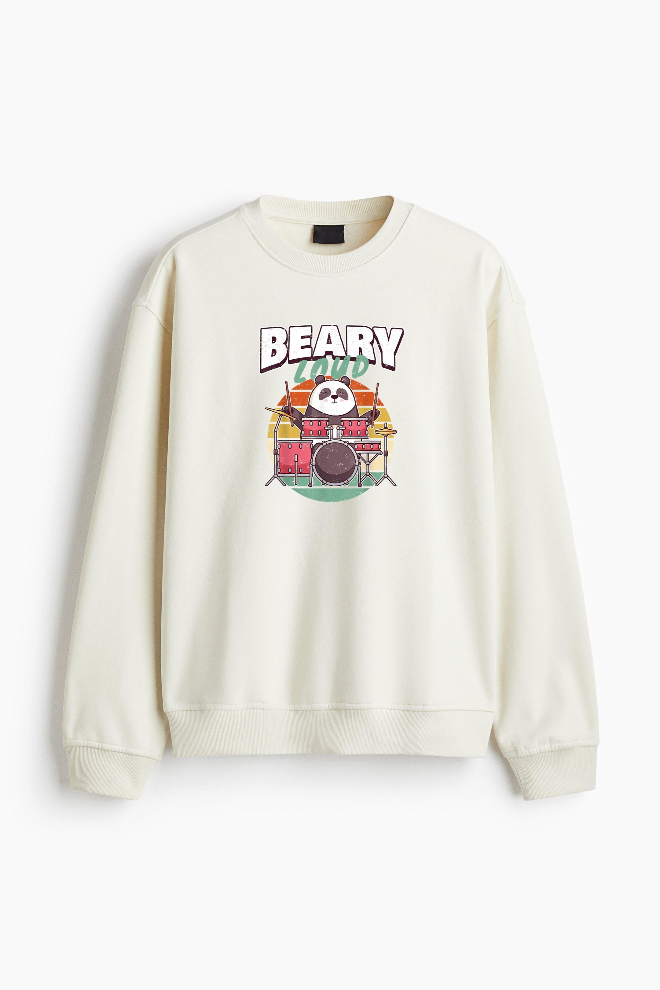 Drums Panda Bear Loud Regular Fit Printed Sweatshirt  image 2