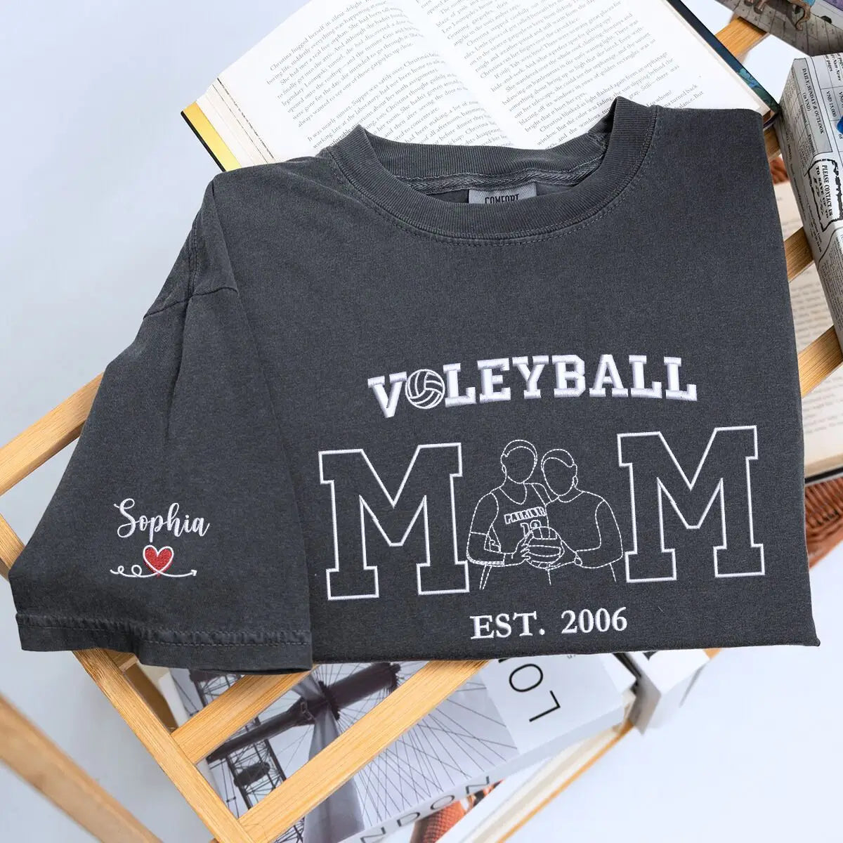 Custom Embroidered Volleyball Mom Shirt - Personalized Game Day Gift