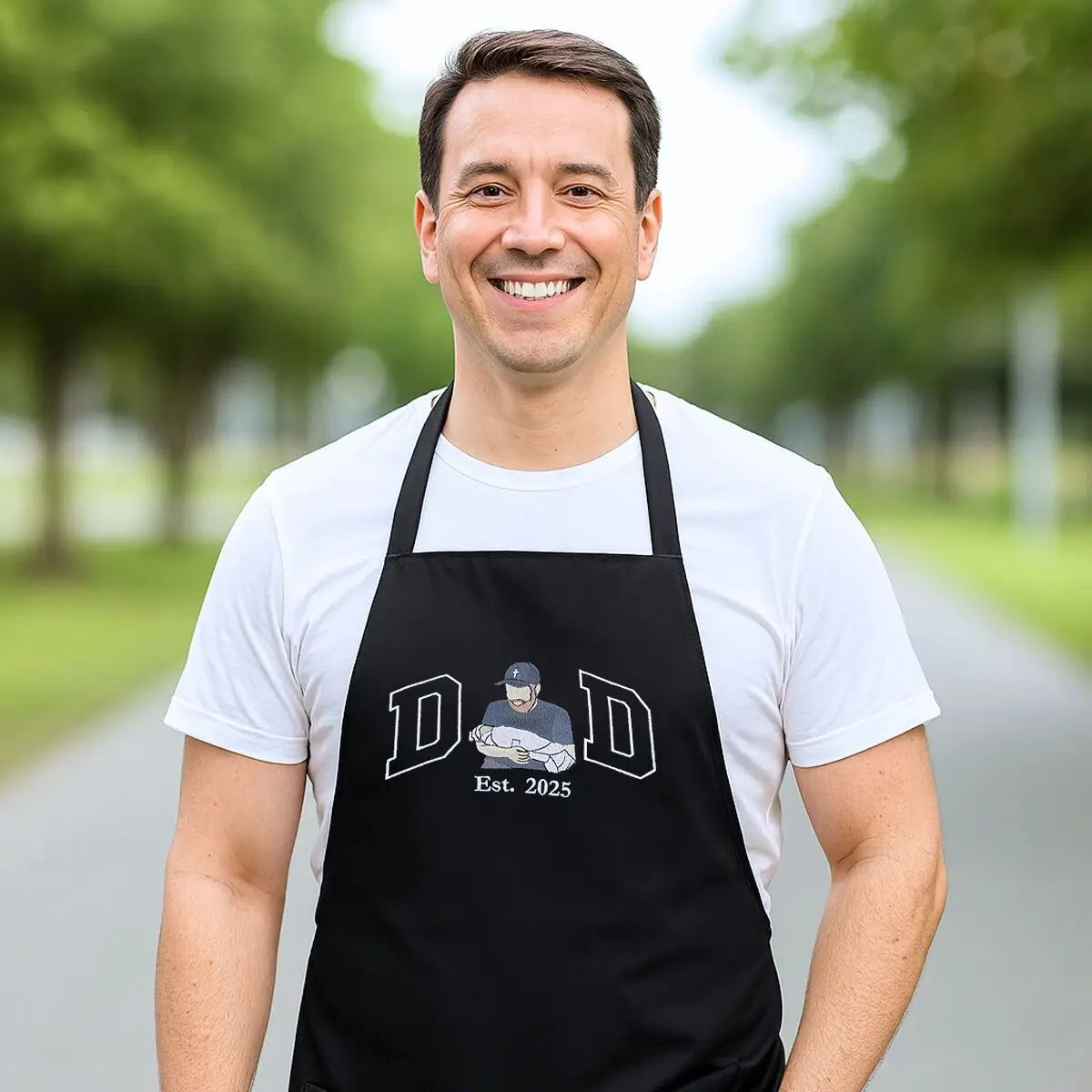 Embroidered Photo Custom Apron for Dad, Personalized Cooking Gift
