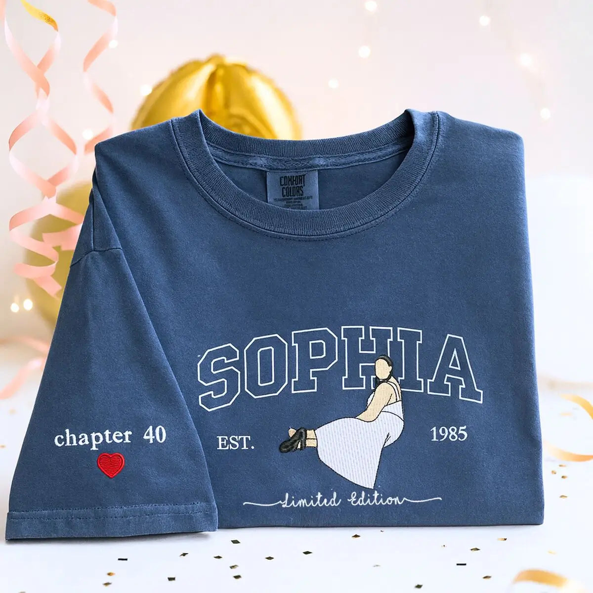 Custom Embroidered 40th Birthday Shirt with Personalized Portrait