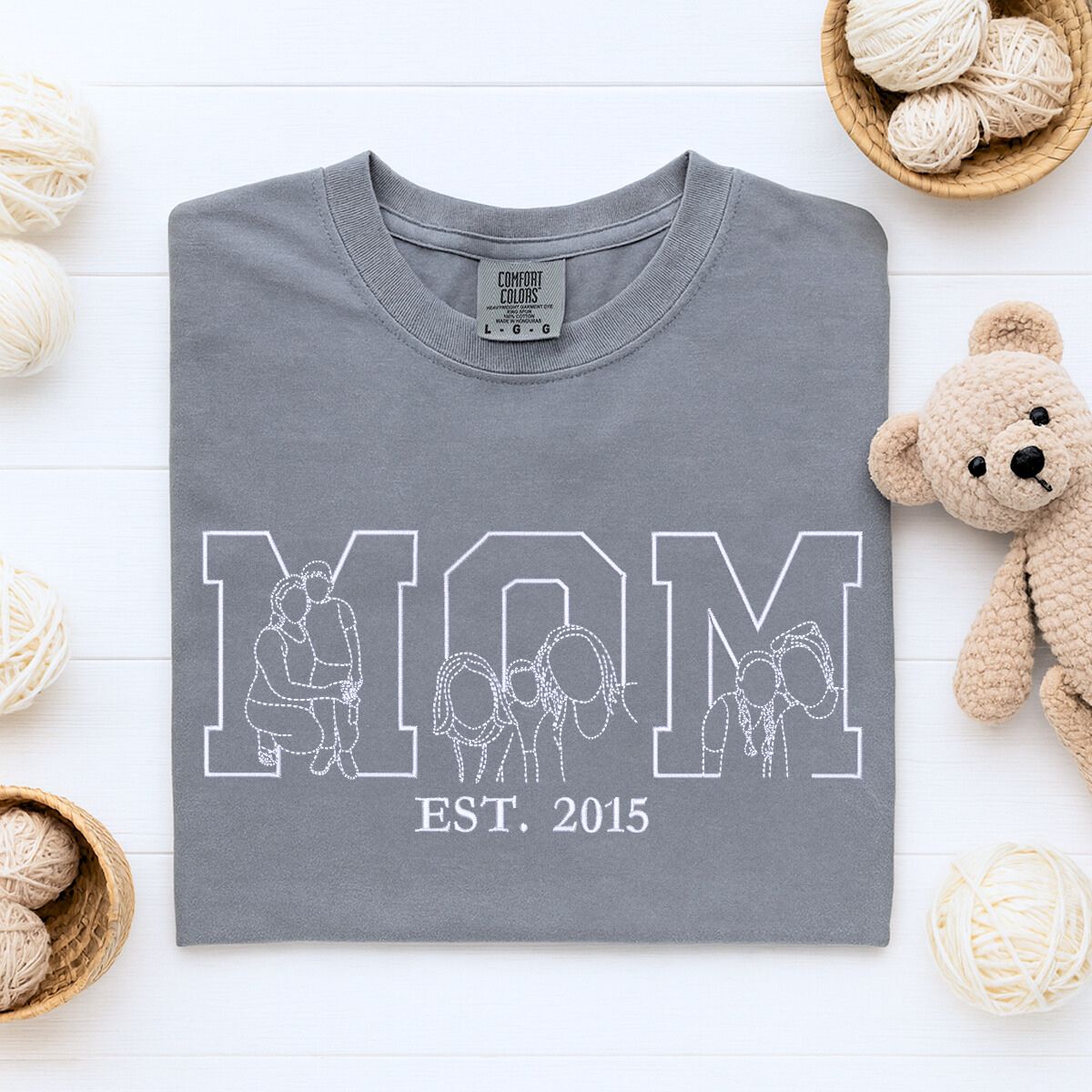 Personalized Embroidered Mom Life Shirt - Custom Portrait Photo