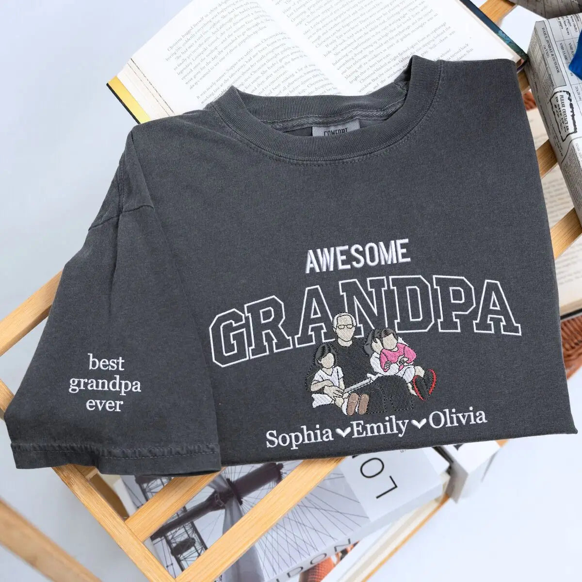 Personalized Photo Embroidered Grandpa Shirt - Unique Gift