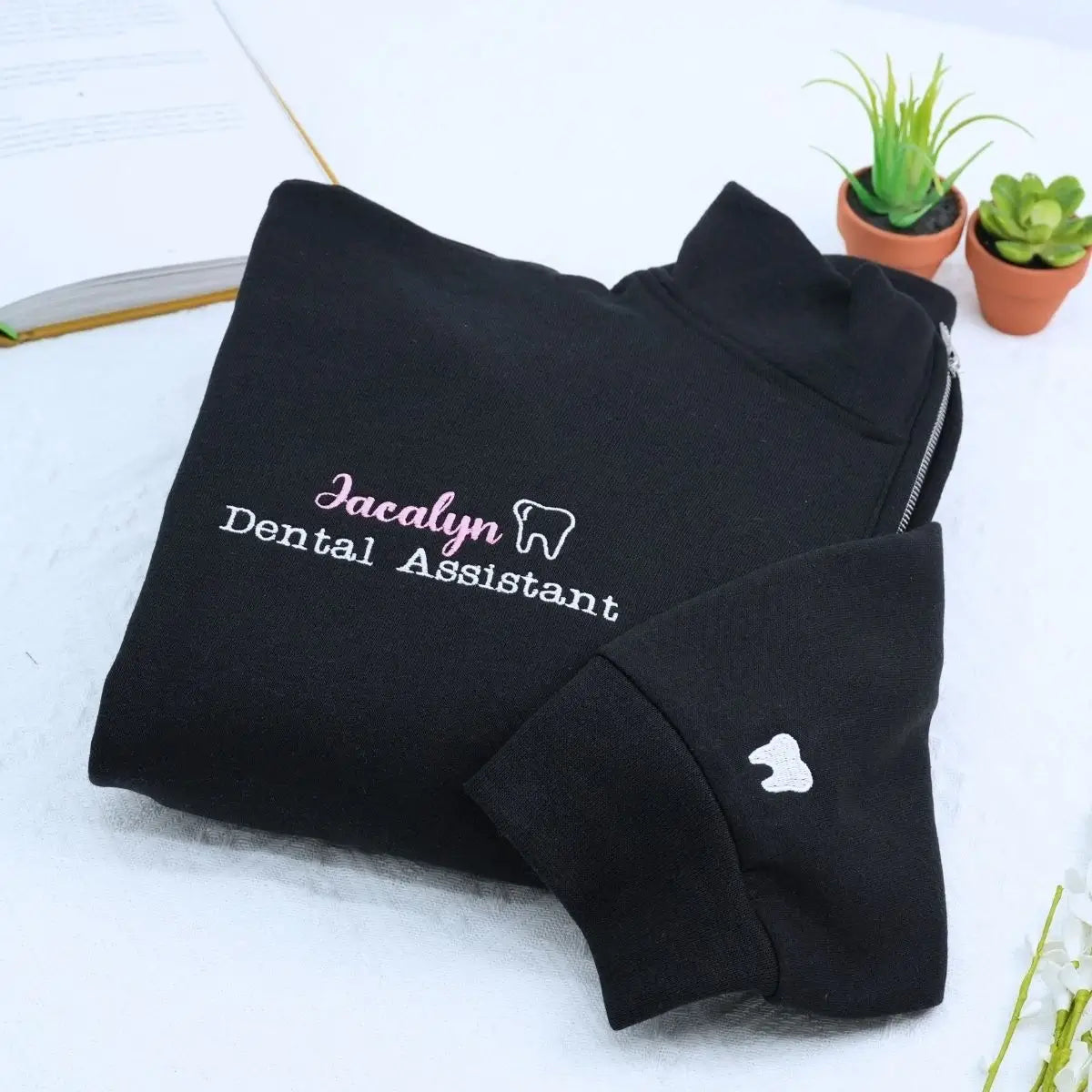 Custom Embroidered Dental Assistant Quarter Zip Sweatshirt