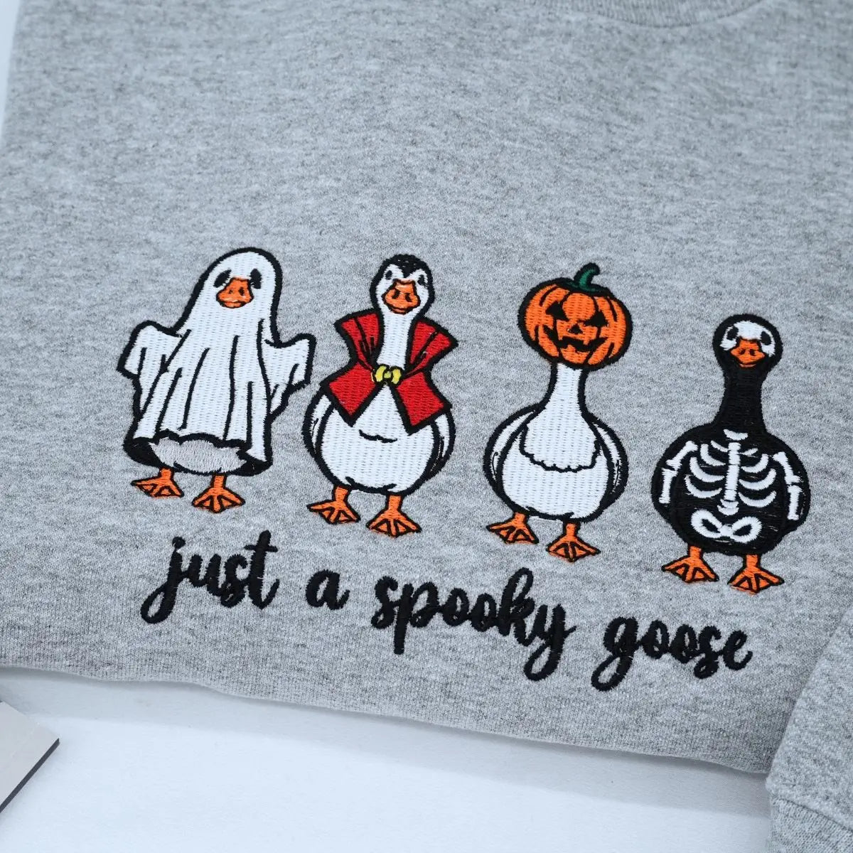 Funny Spooky Goose Halloween Embroidered Sweatshirt - Unisex Cozy Gift