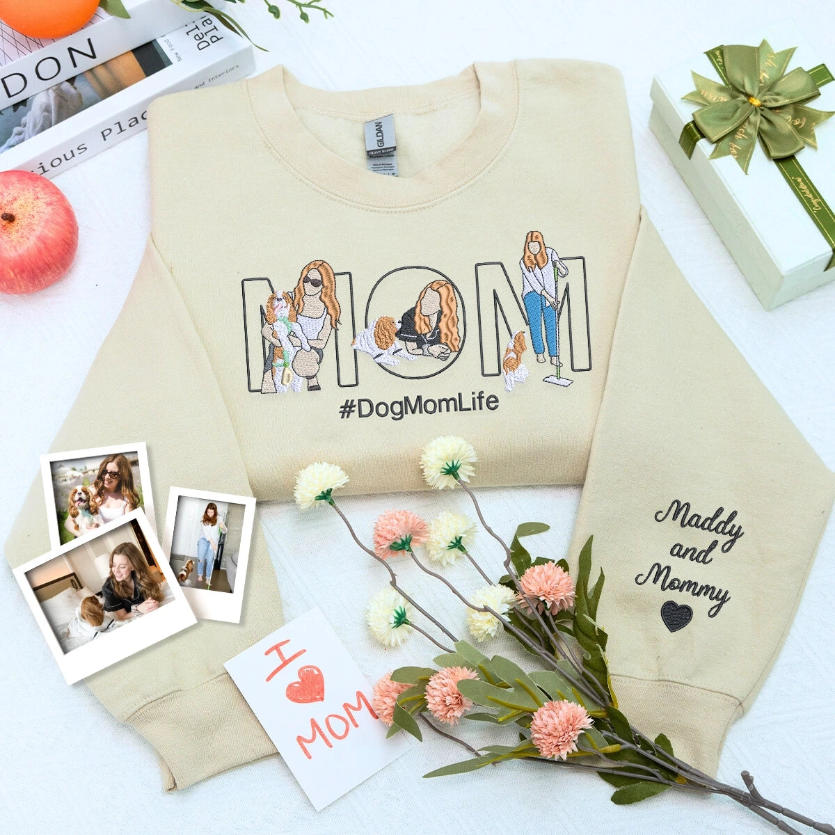 Custom Dog Embroidered Sweatshirt | Personalized Sleeve Gift