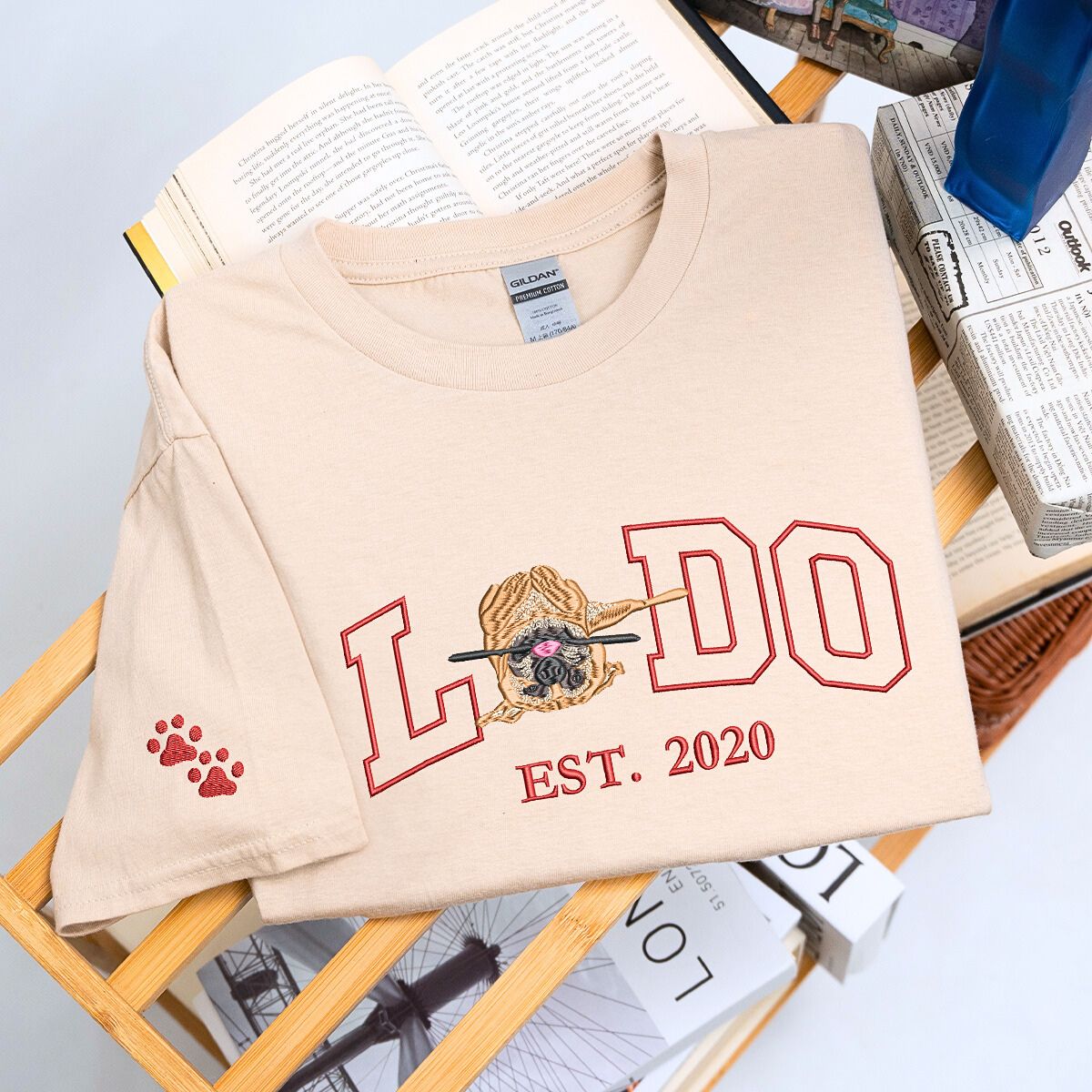 Personalized Custom Dog Dad Embroidered Shirt with Pet Portrait
