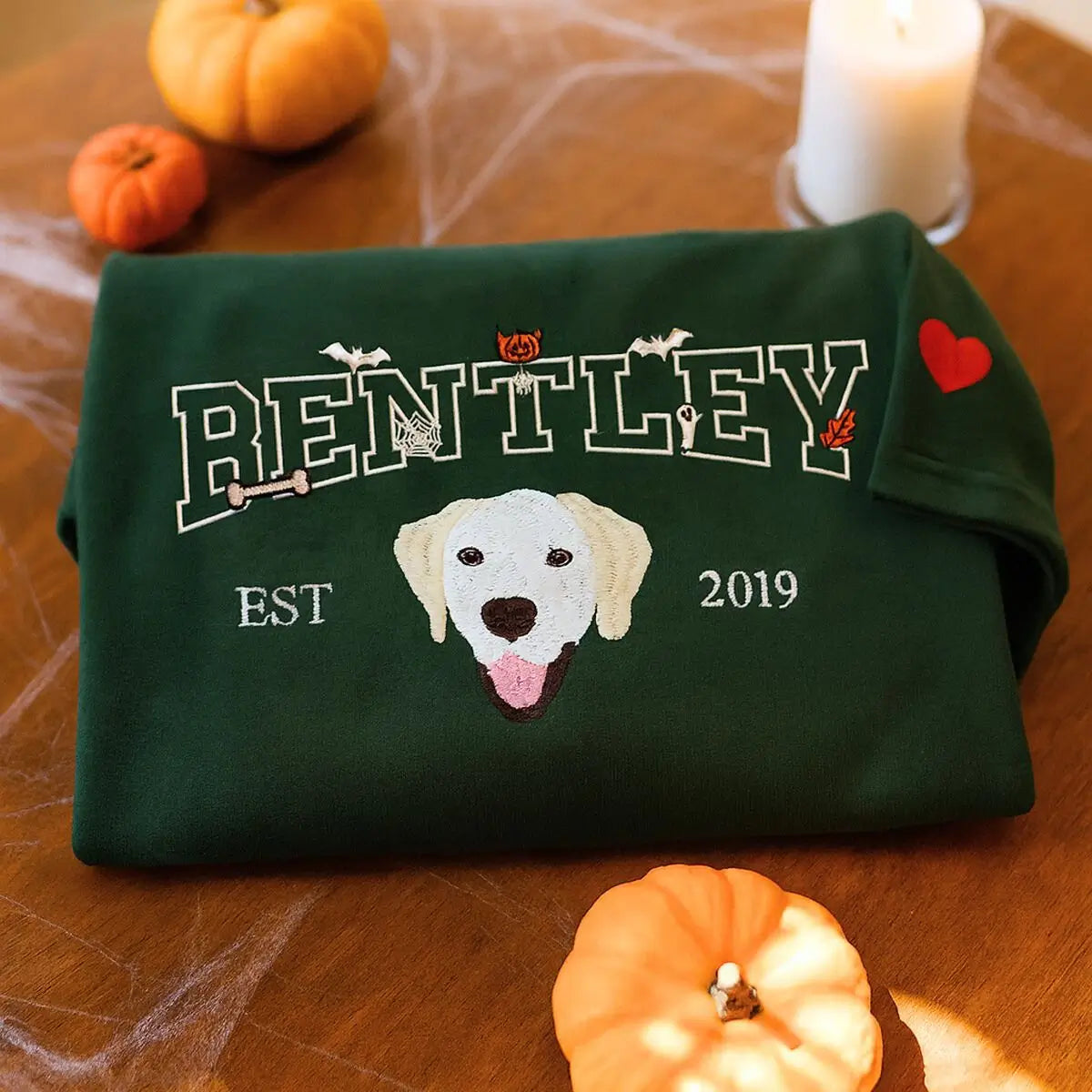Halloween Dog Embroidered Face Sweatshirt - Personalized Pet Mom Gift