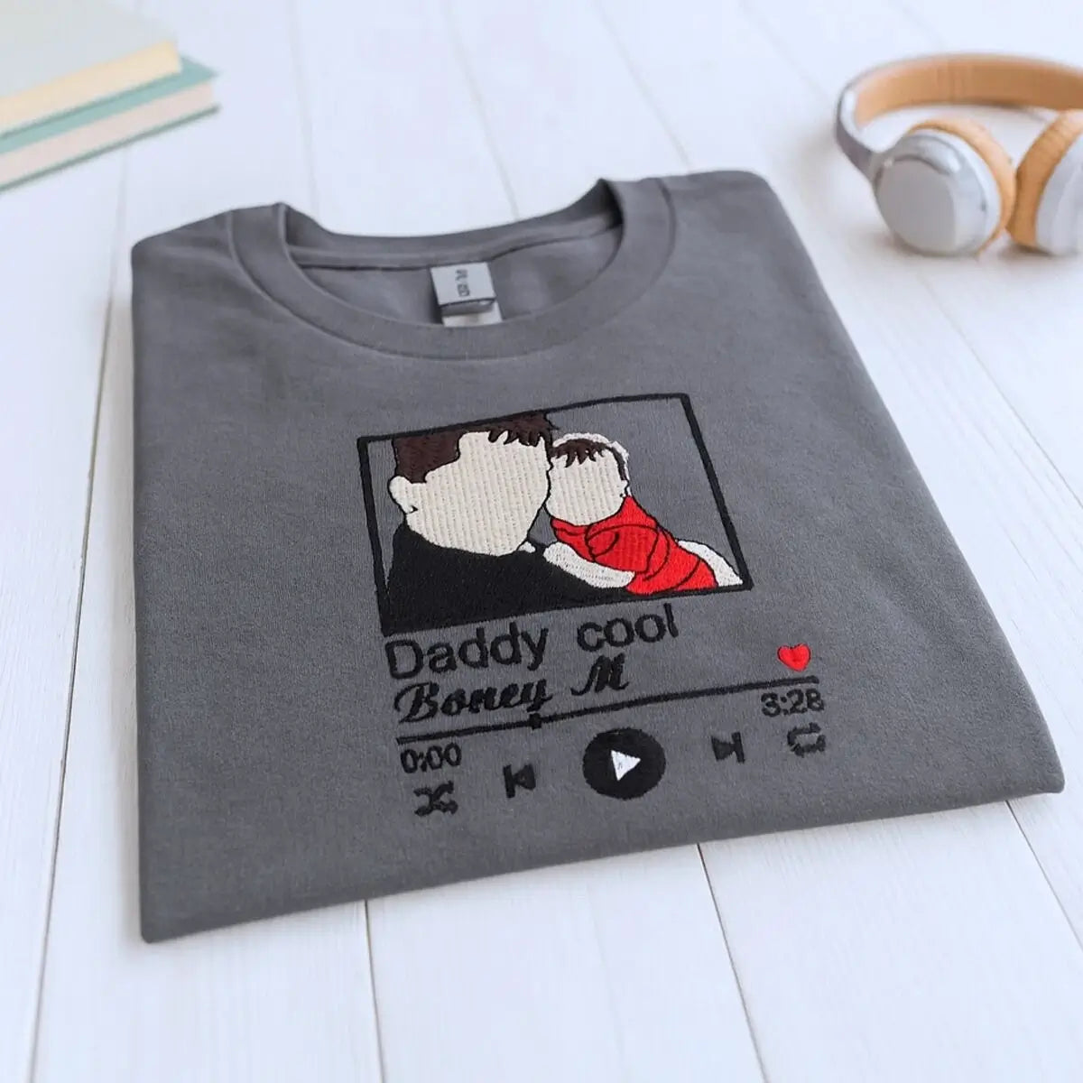 Custom Photo Song New Dad Embroidered Shirt, Personalized Gift