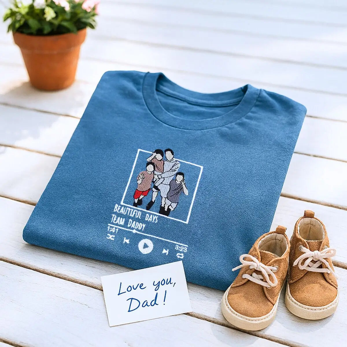 Custom Photo Song New Dad Embroidered Shirt, Personalized Gift