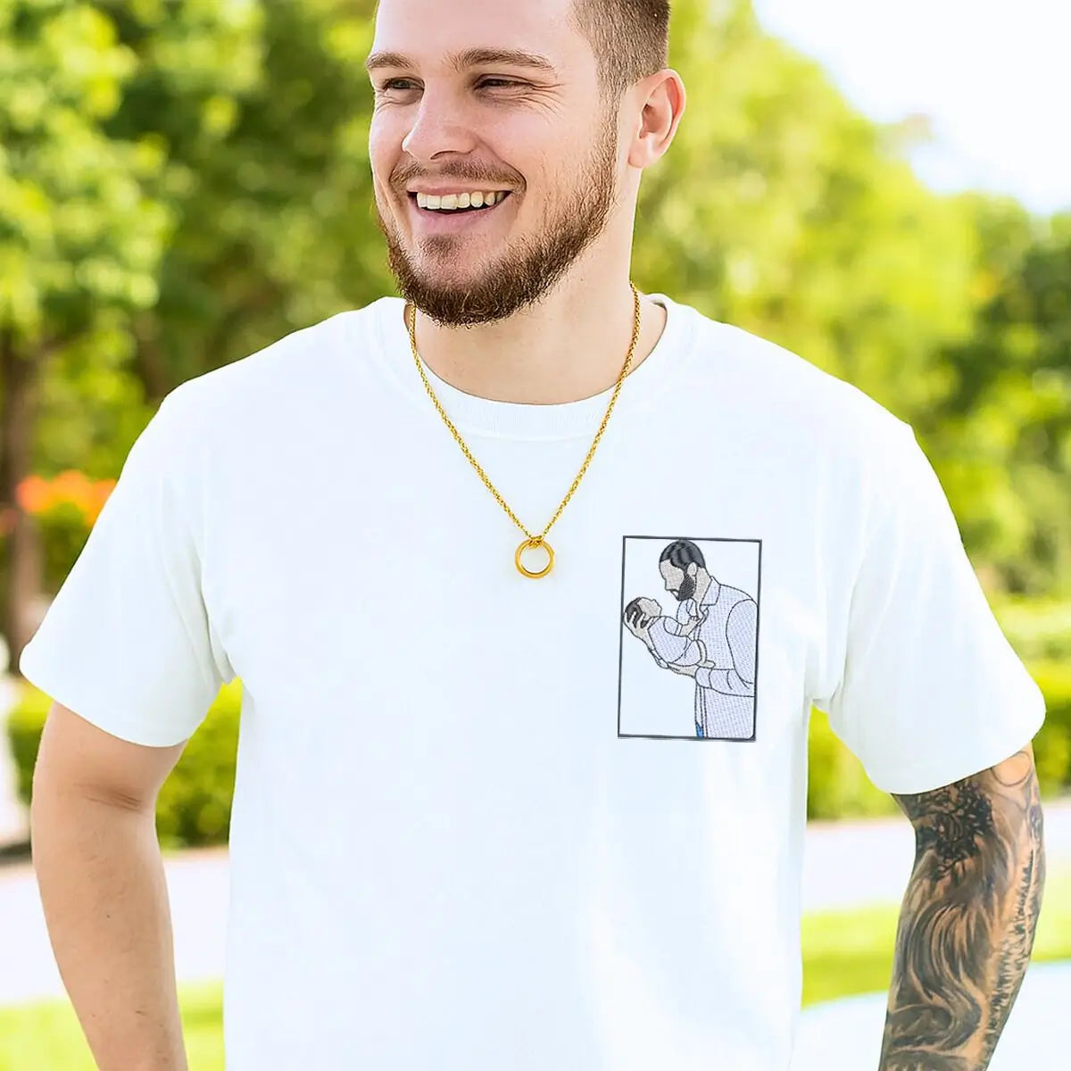 Custom Photo Song New Dad Embroidered Shirt, Personalized Gift