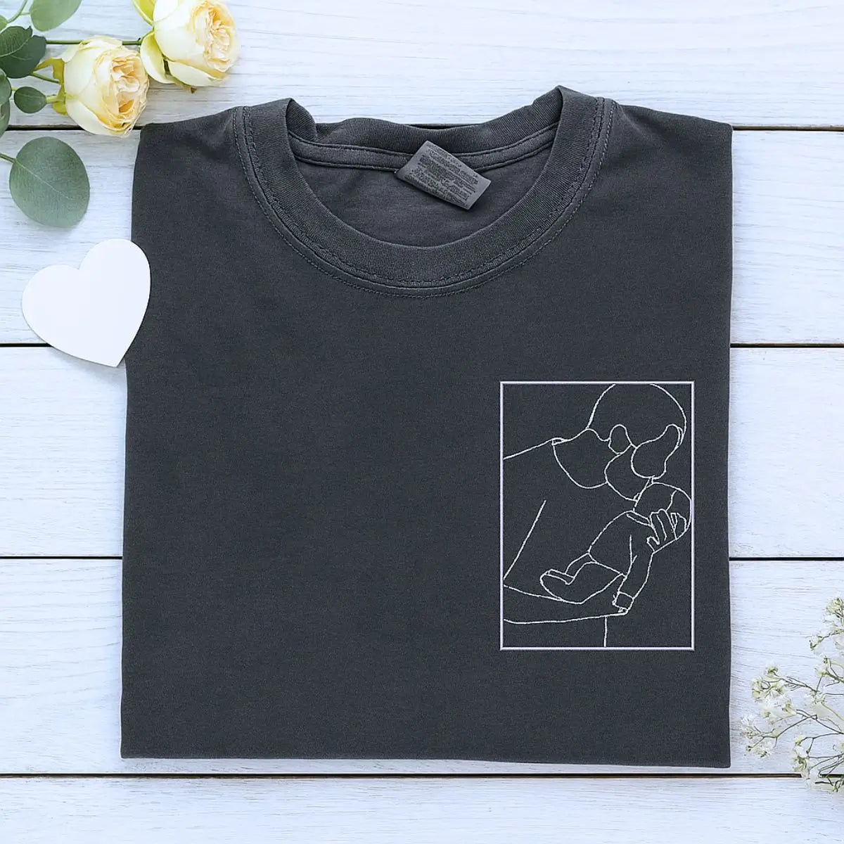 Custom Photo Song New Dad Embroidered Shirt, Personalized Gift