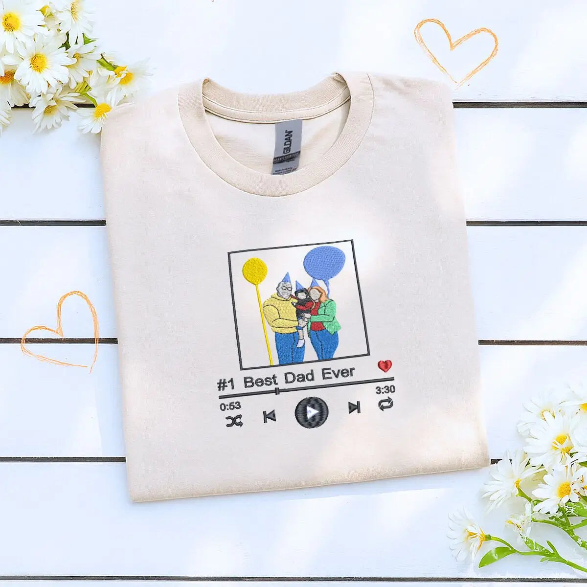 Custom Photo Song New Dad Embroidered Shirt, Personalized Gift