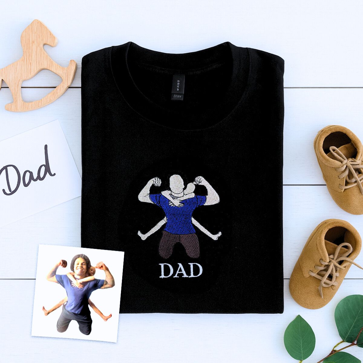 Personalized Embroidered Dad and Son Shirts for Special Gifts