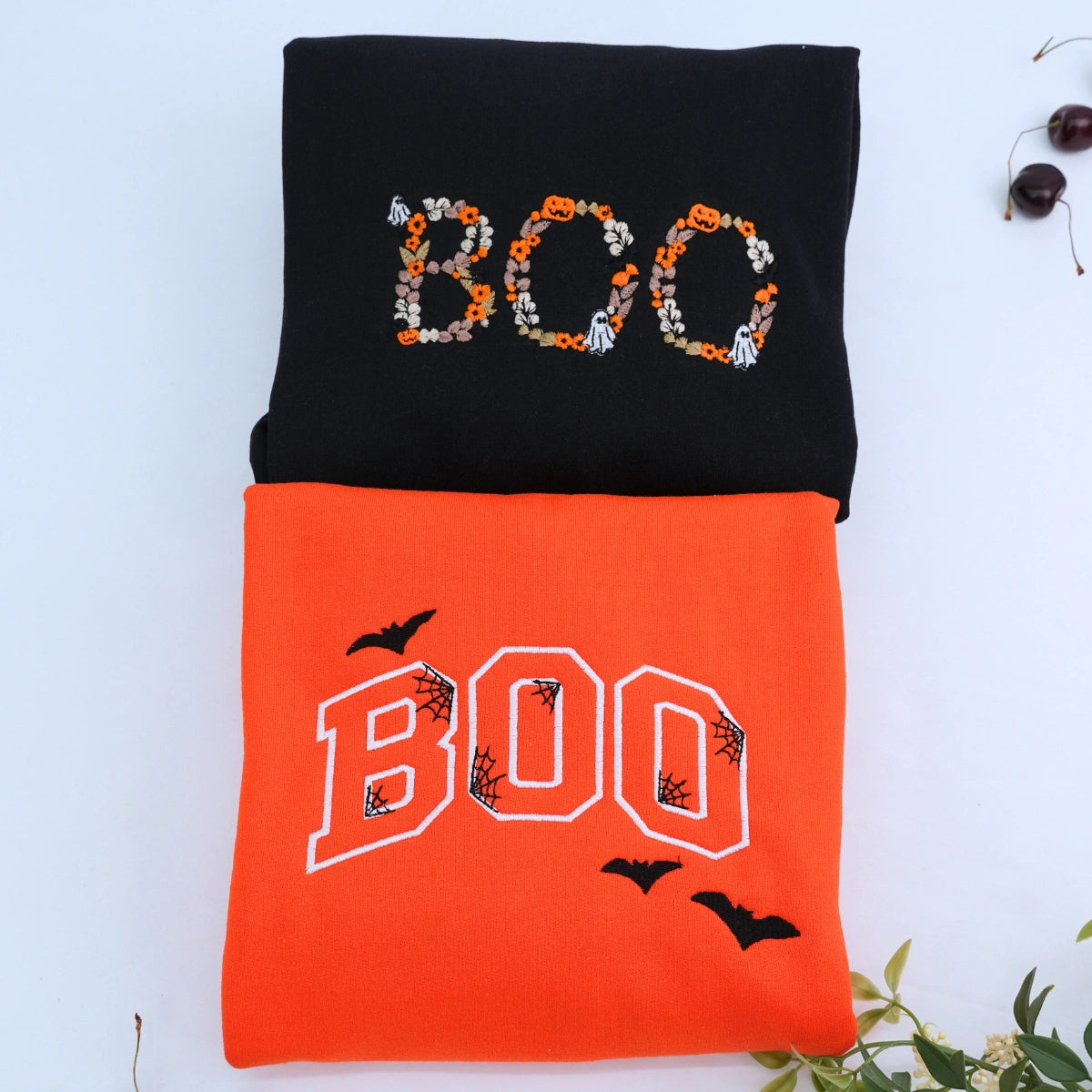 Embroidered Floral Halloween T-Shirt, Sweatshirt, or Hoodie - Personalized Spooky Gift