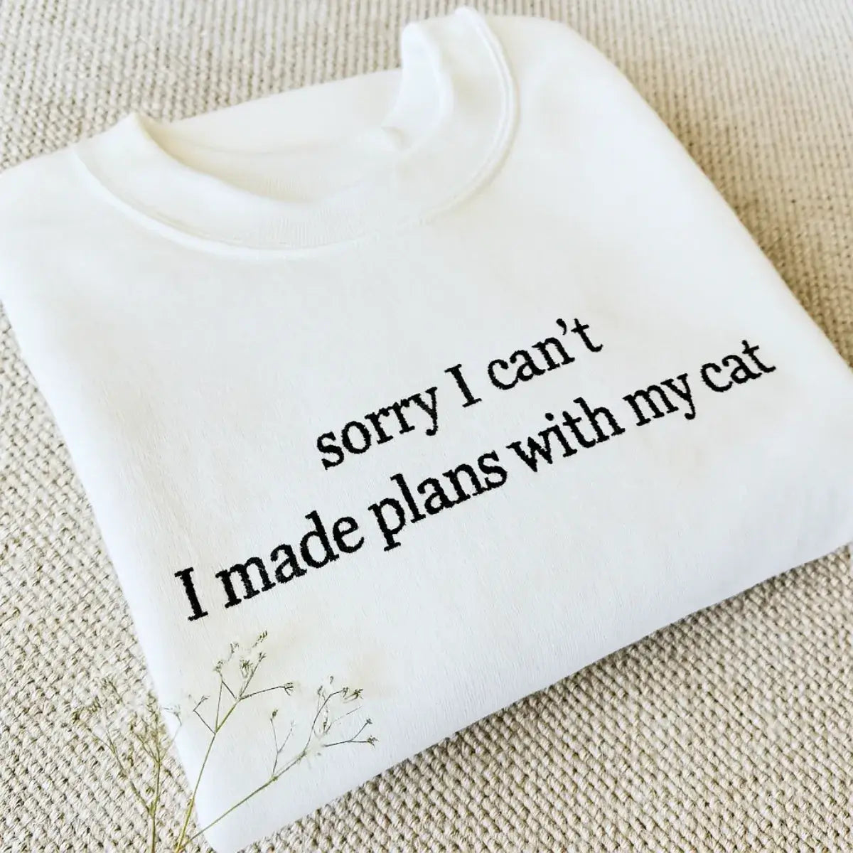 Cat Embroidered Quote Unisex Tee - Soft & Breathable