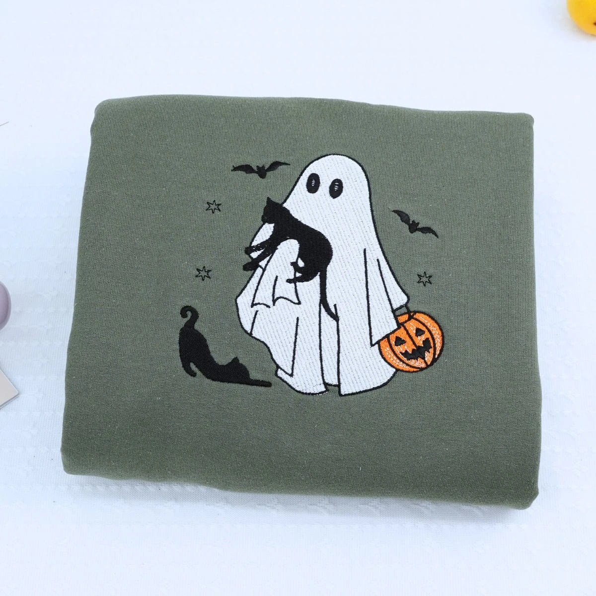 Spooky Season Embroidered T-Shirt, Sweatshirt, Hoodie - Halloween Icons