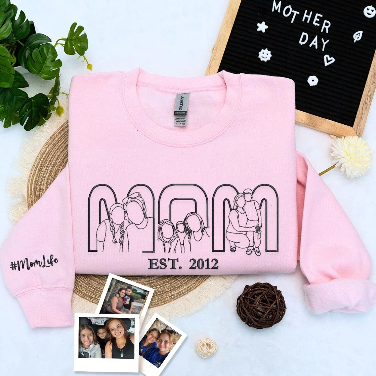 Custom Embroidered Mom Life Sweatshirt | Personalized Gift for Mothers Day