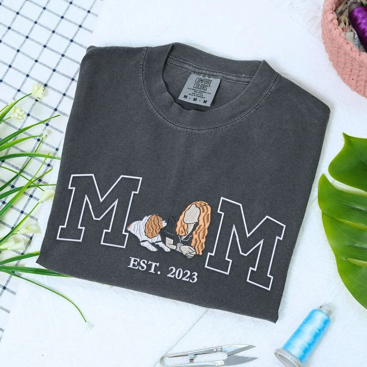 Dog Mom Embroidered Tee for Proud Dog Mamas Gift