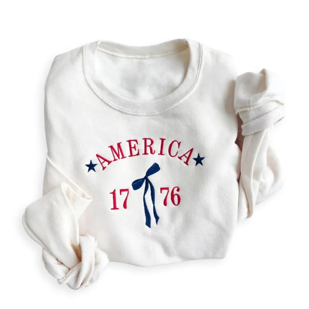 Embroidered 1776 Bow 4th of July Sweatshirt or Hoodie