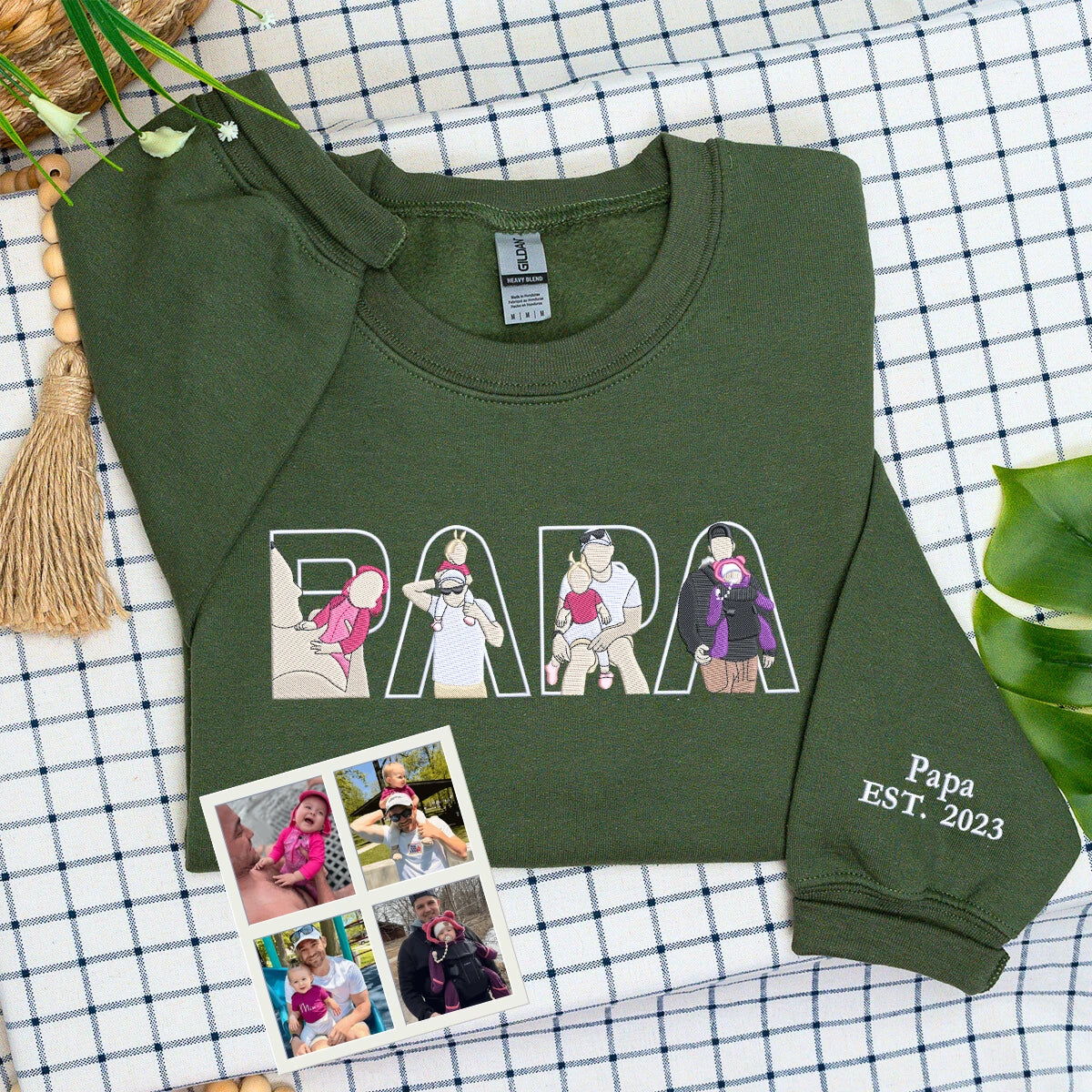 Custom Embroidered Papa Life T-Shirt - Personalized First Father Day Gift