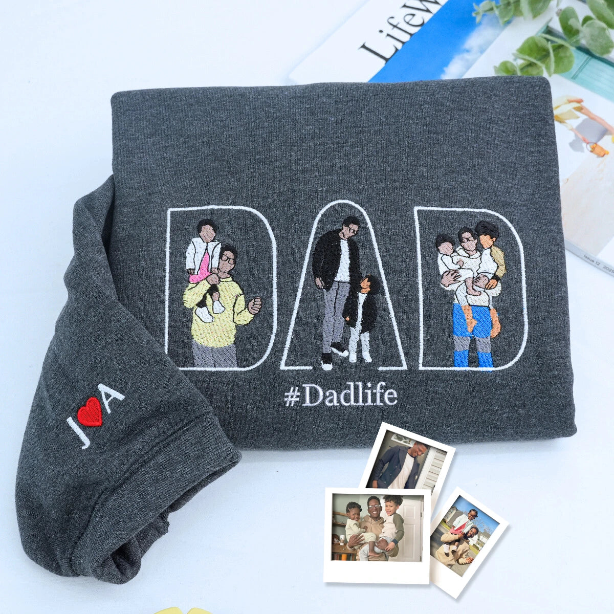 Personalized Dad Life Photo Shirt, Custom Embroidered Fathers Day Gift