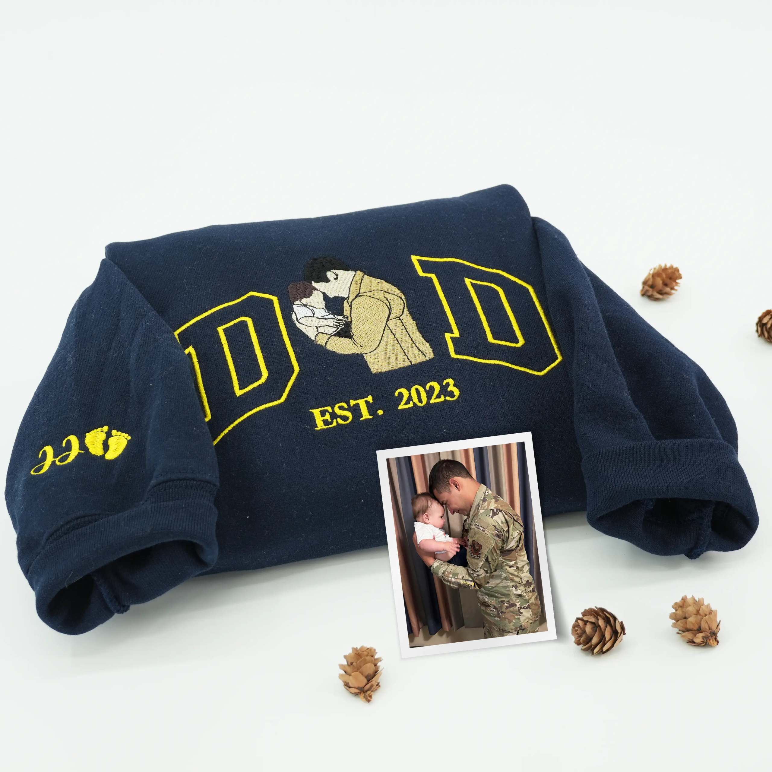 Custom Photo & Nickname Embroidered Hoodie or Sweatshirt - Personalized Gift for Parents