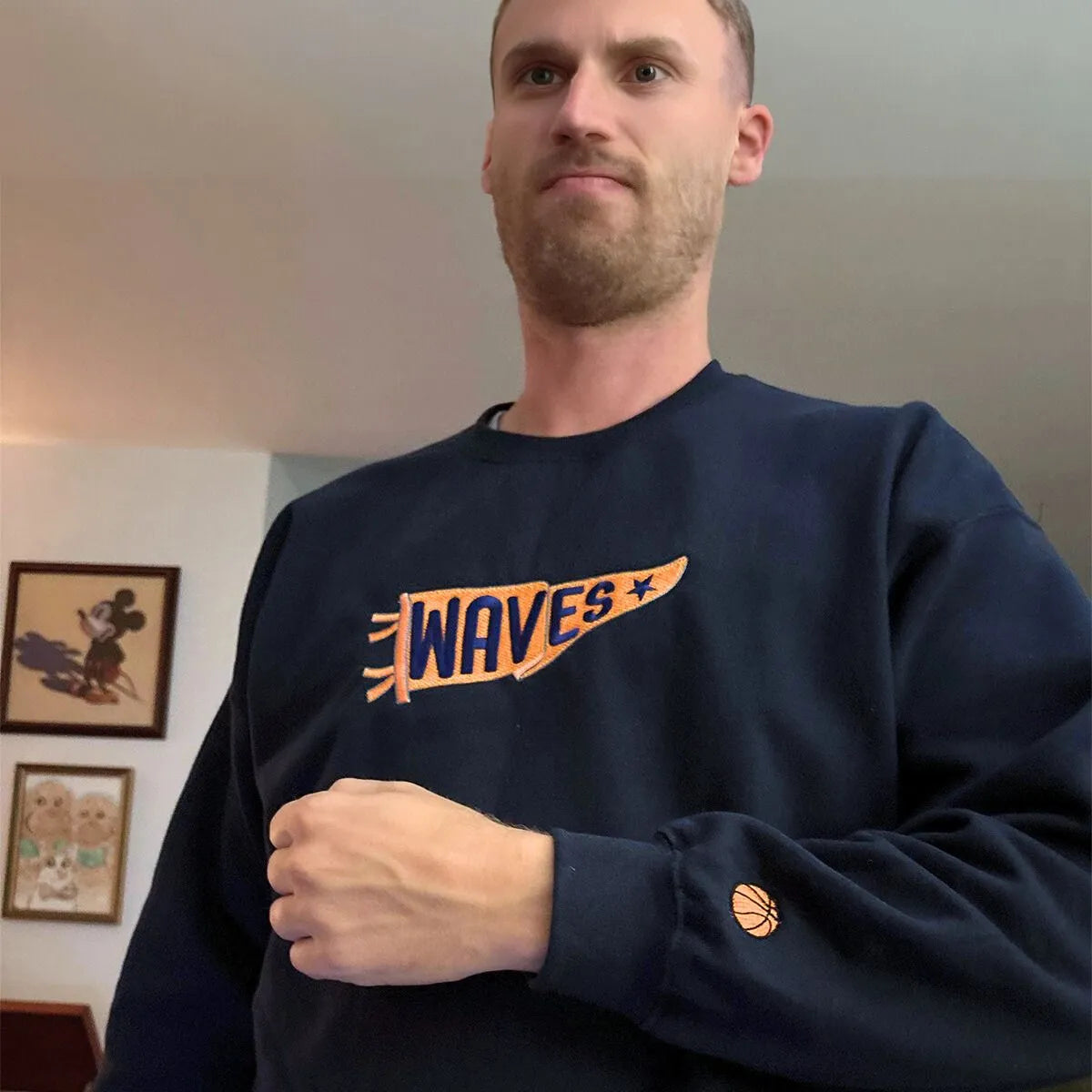 Custom Team Embroidered Pennant Sweatshirt - Retro Design