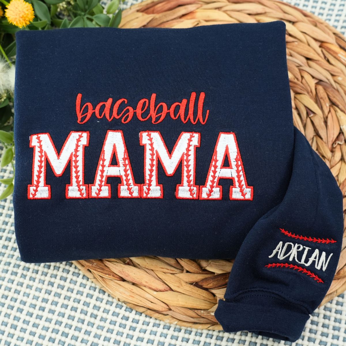 Personalized Embroidered Baseball Mom Sweatshirt