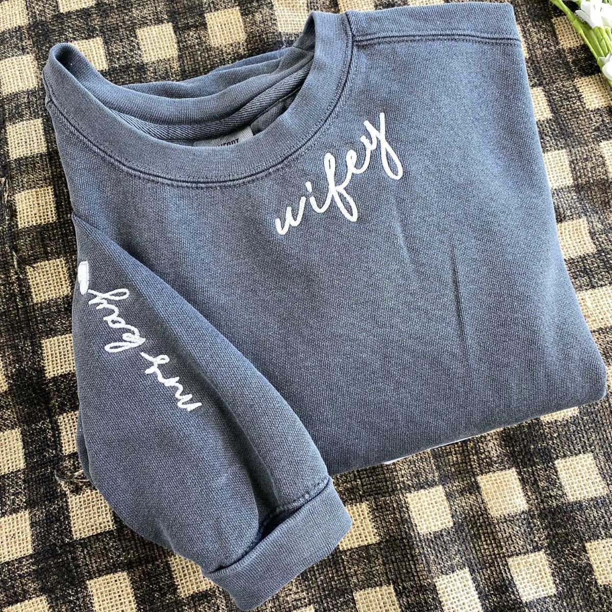 Wifey Embroidered Sweatshirt - Personalized Gift for Wife