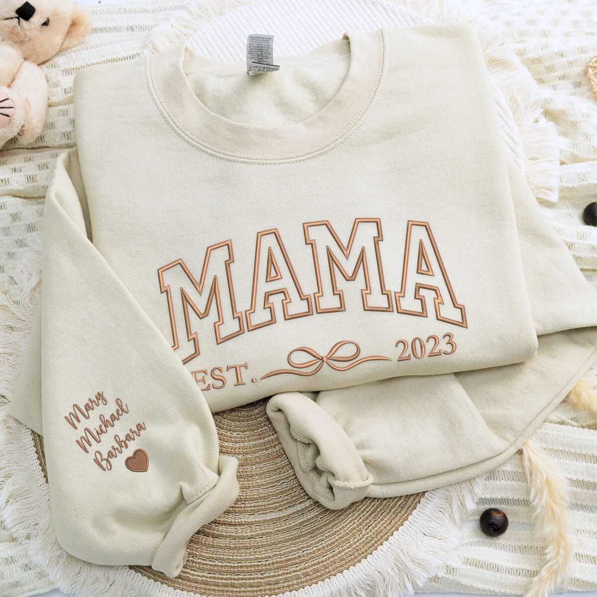 Coquette Bow Embroidered Mama Sweatshirt | Mothers Day Gift