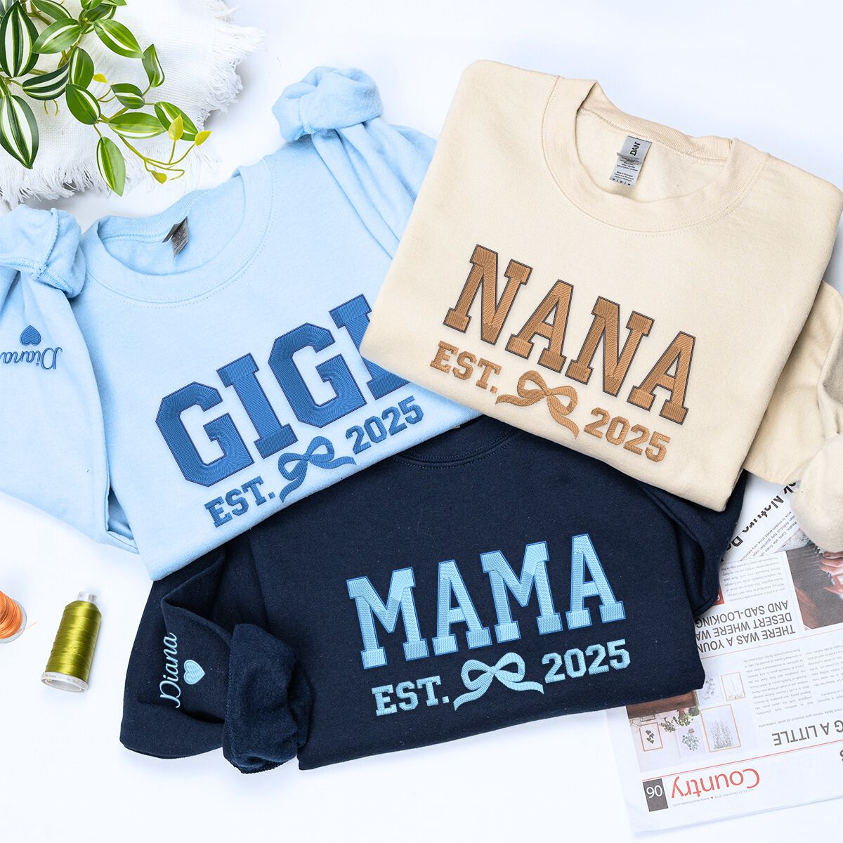 Custom Embroidered Gigi Bow Sweatshirt - Cozy & Chic Mothers Day Gift