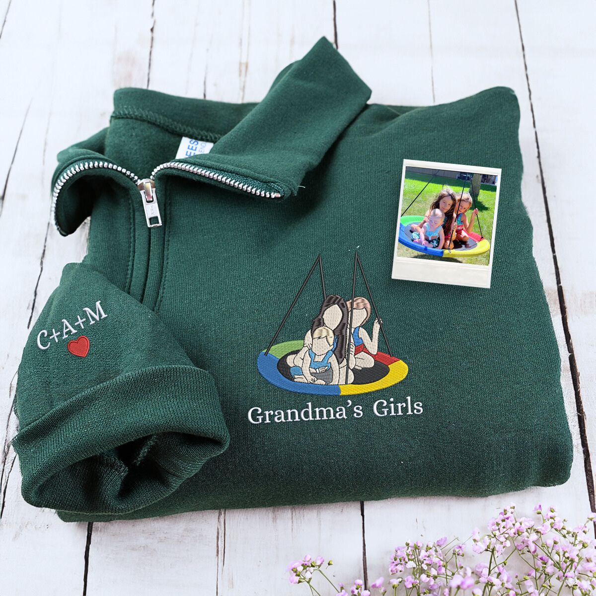 Custom Photo Quarter Zip Sweatshirt for Mom - Personalized Mothers Day Gift