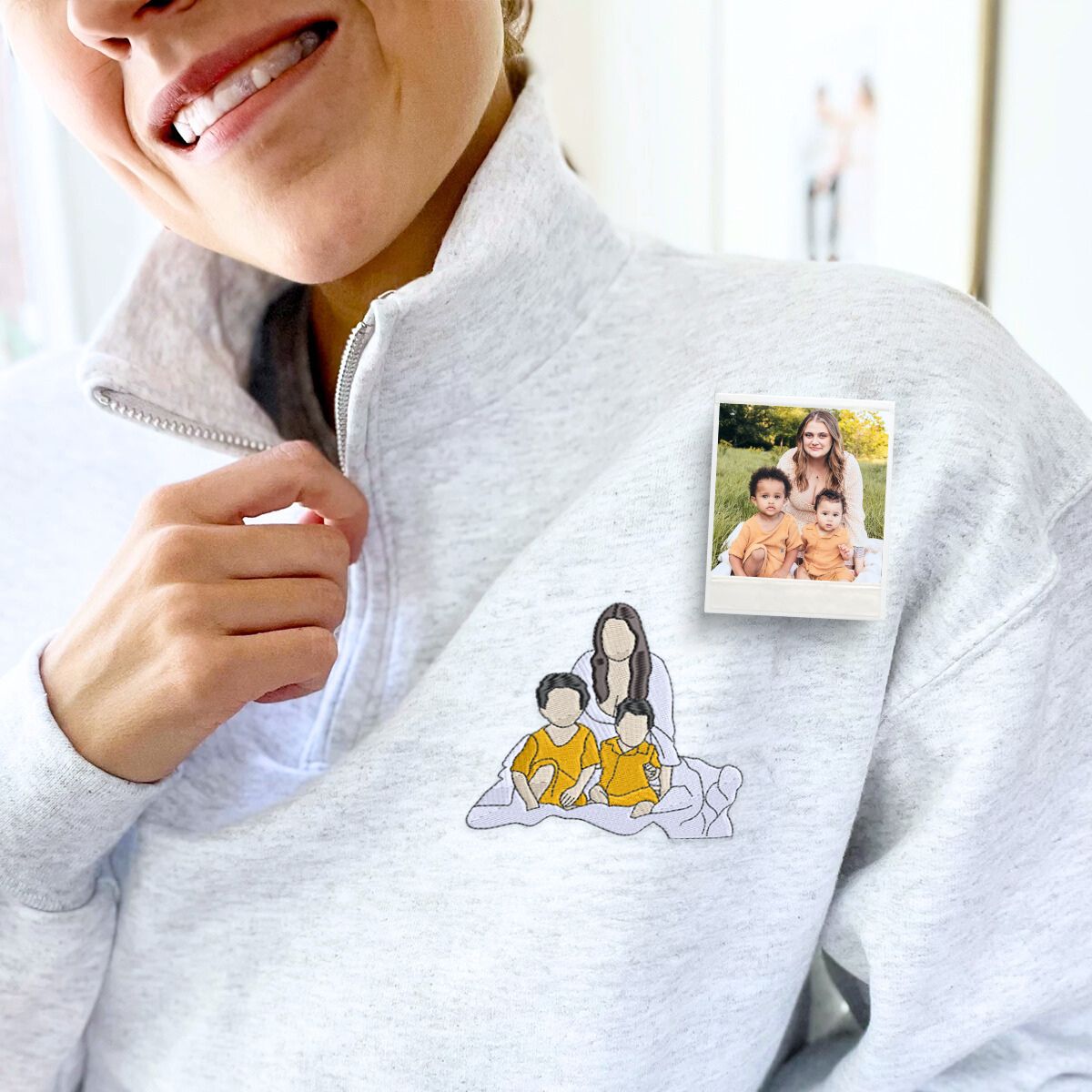 Custom Photo Quarter Zip Sweatshirt for Mom - Personalized Mothers Day Gift