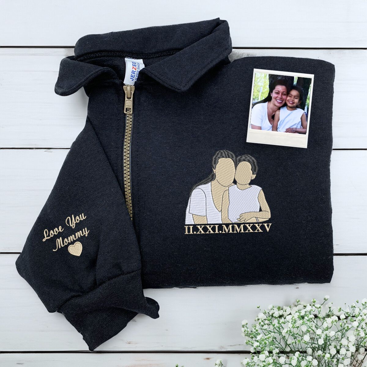 Custom Photo Quarter Zip Sweatshirt for Mom - Personalized Mothers Day Gift