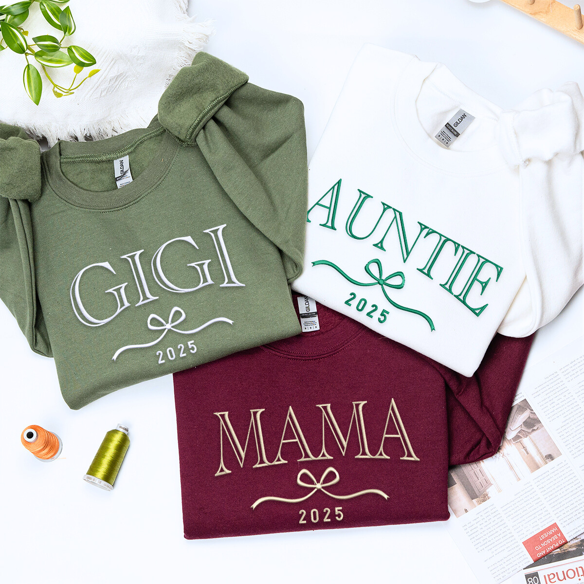Coquette Bow Embroidered Mama Sweatshirt or Hoodie