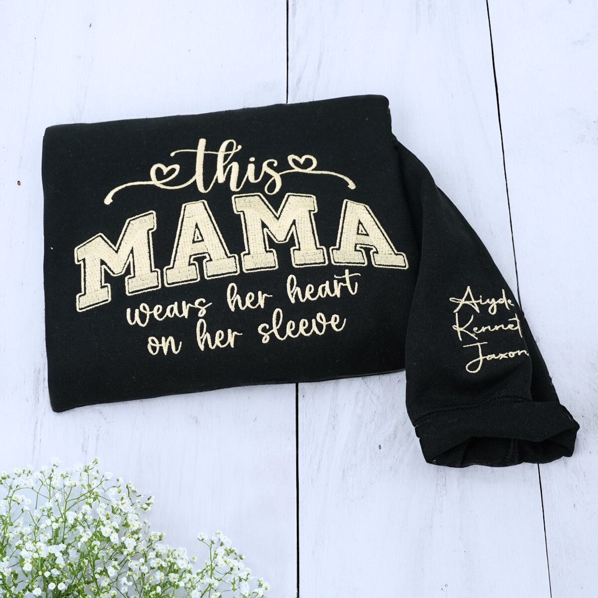 Custom Embroidered Family Love Sweatshirt for Mothers Day