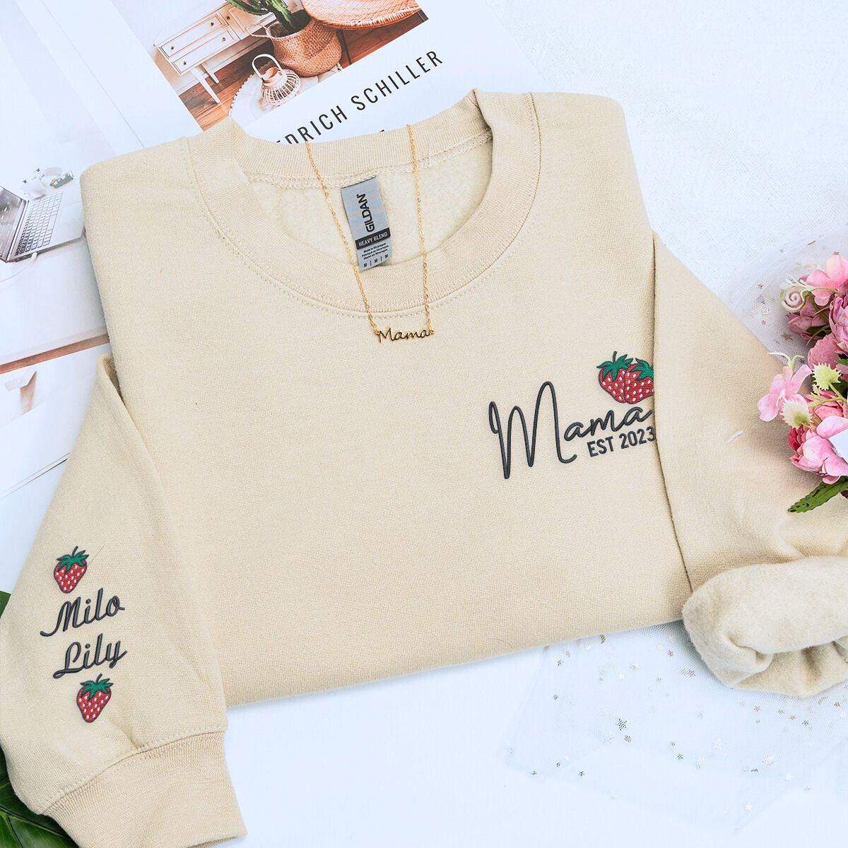 Strawberry Mama Embroidered Sweatshirt - Cozy & Stylish
