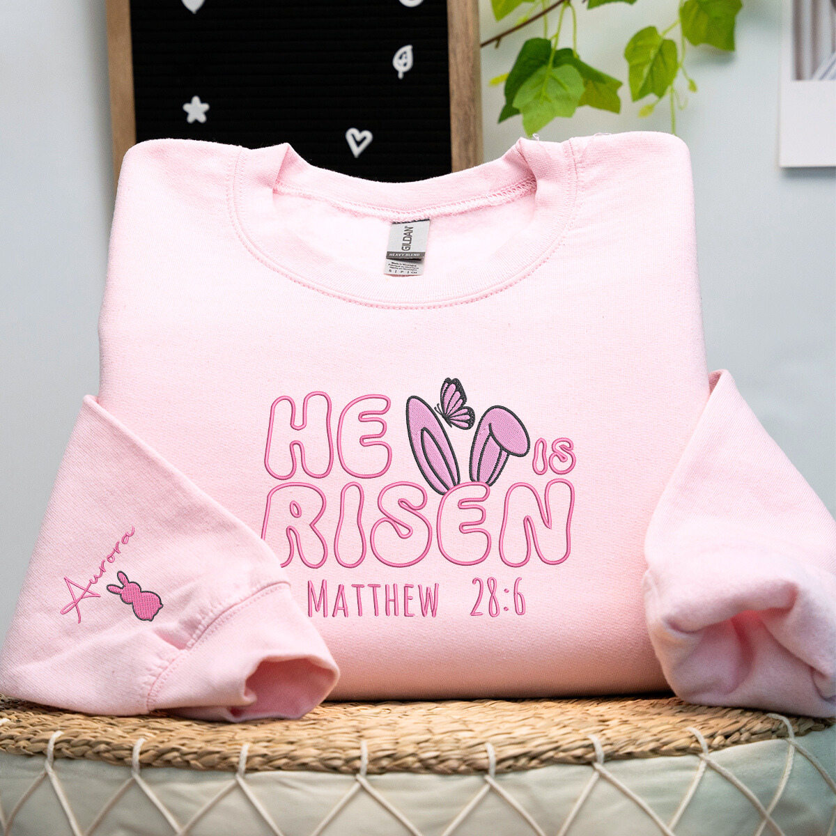 Faithful He Is Risen Embroidered Sweatshirt or Hoodie