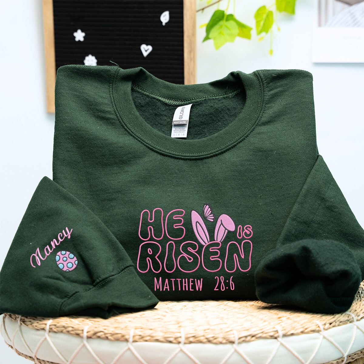 Faithful He Is Risen Embroidered Sweatshirt or Hoodie