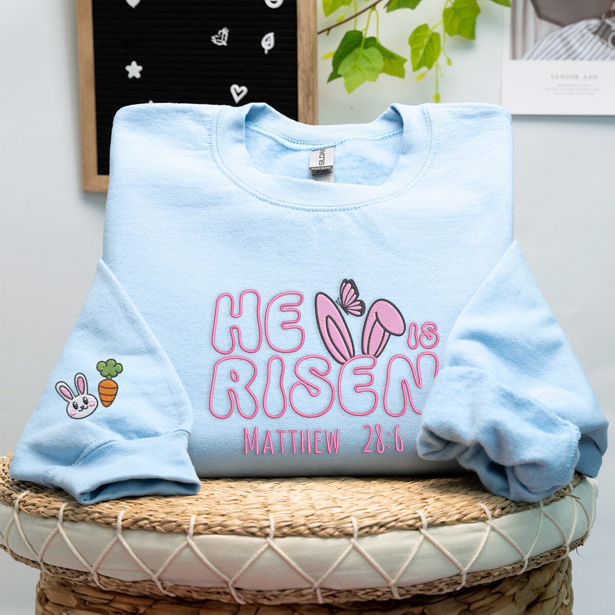 Faithful He Is Risen Embroidered Sweatshirt or Hoodie