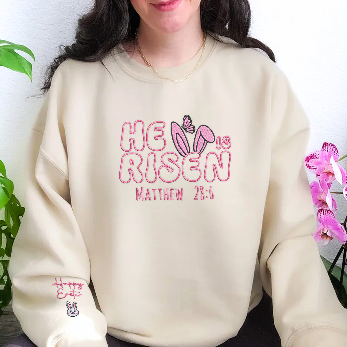 Faithful He Is Risen Embroidered Sweatshirt or Hoodie