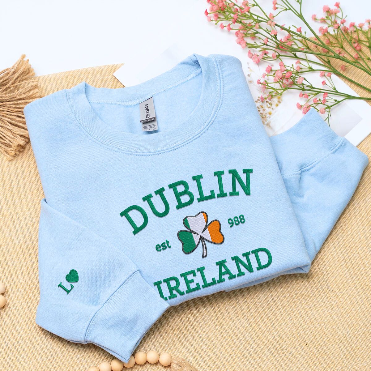 Custom Irish City Embroidered Sweatshirt or Hoodie for St Paddys Day