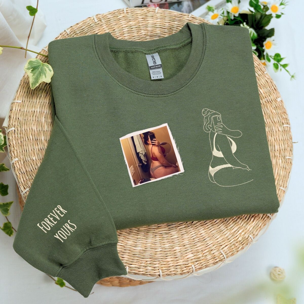 Custom Embroidered Valentine Portrait Sweatshirt - Personalized Gift for Him