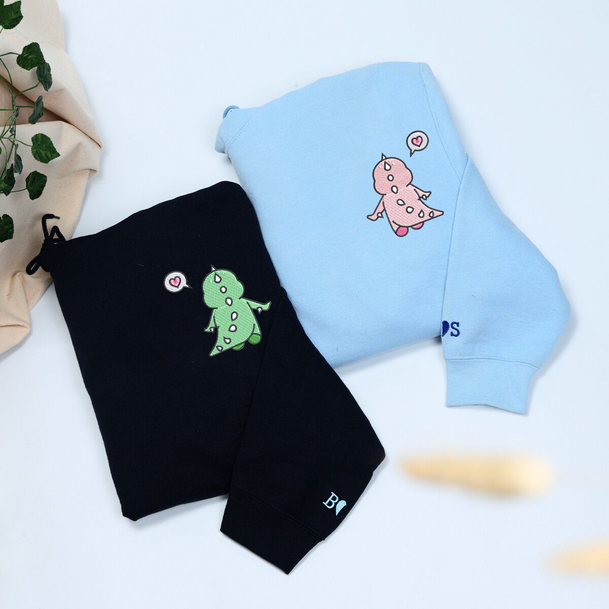 Custom Dinosaur Embroidered Sweatshirt | Couple Gift