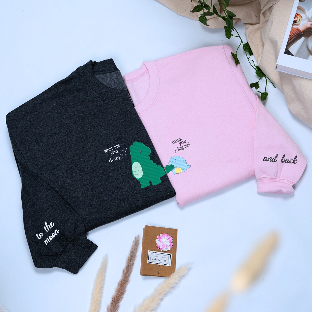 Personalized Dino Lover Hoodies, Custom Embroidered Sweatshirts